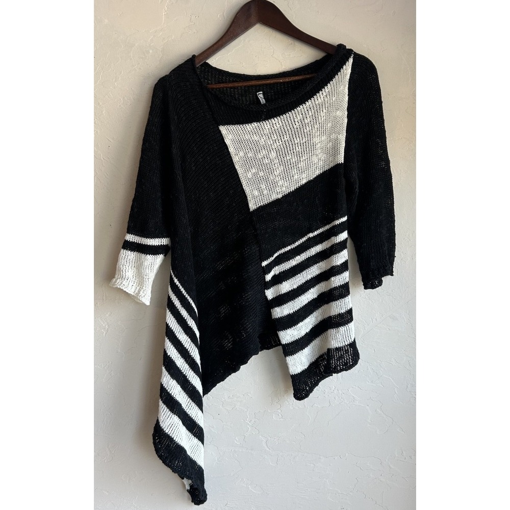Georgina‎ Estefania Asymmetrical Sweater S Striped Cotton Linen Designer Art